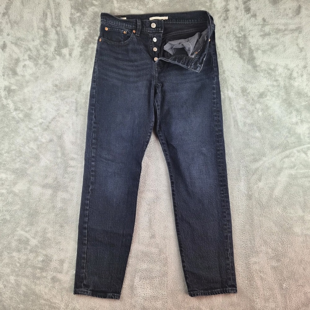 Levis Wedgie Jeans Womens 28x28 Black Premium Denim High Rise Button Fly Modern